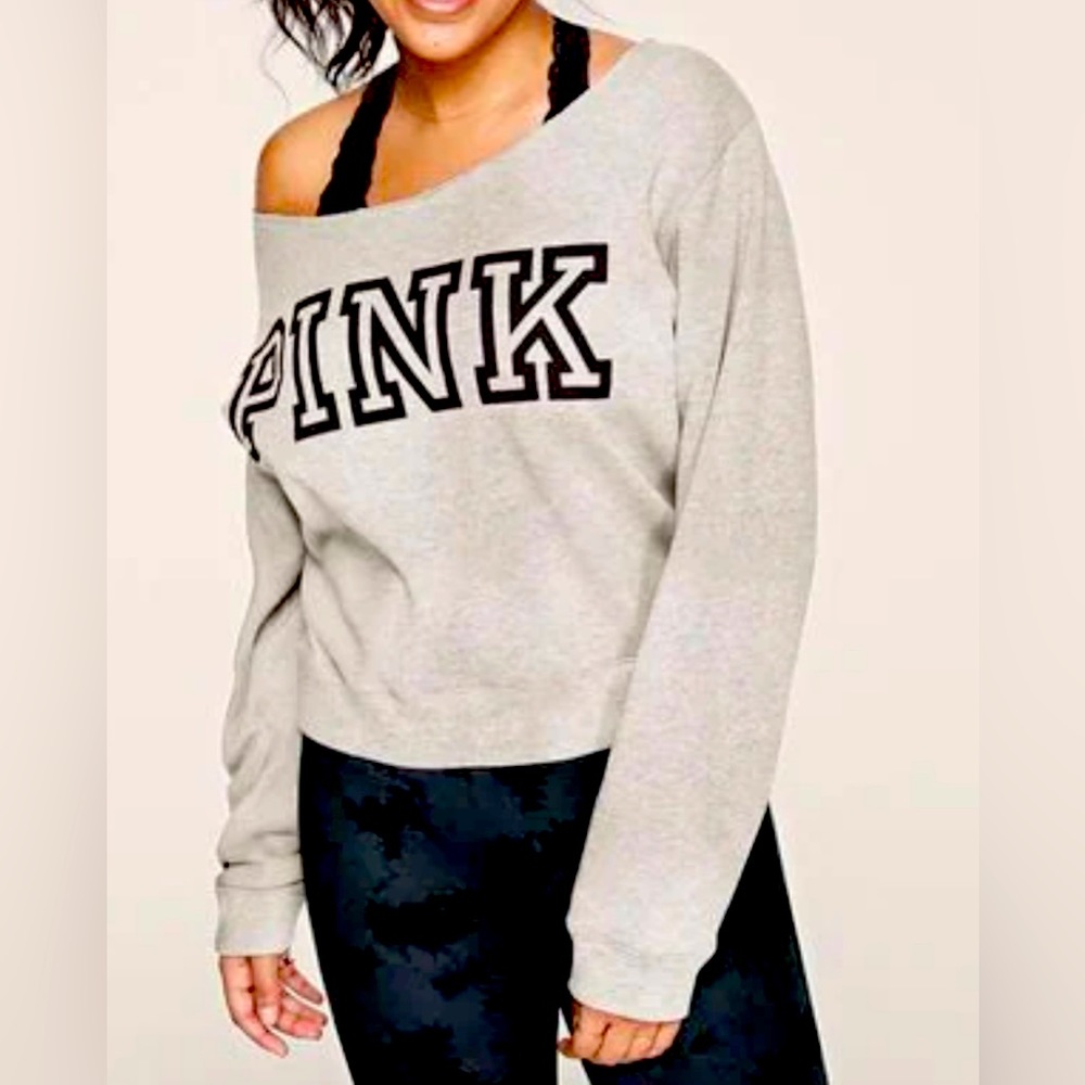 NWT - Victorias Secret - off the shoulder Crop Crew Sweater size L